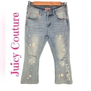 Juicy Couture Kids Cropped Kick Flare Jeans Sz 12 Lightwash Denim